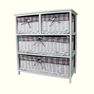 White Chest Of Drawers With 4 Baskets